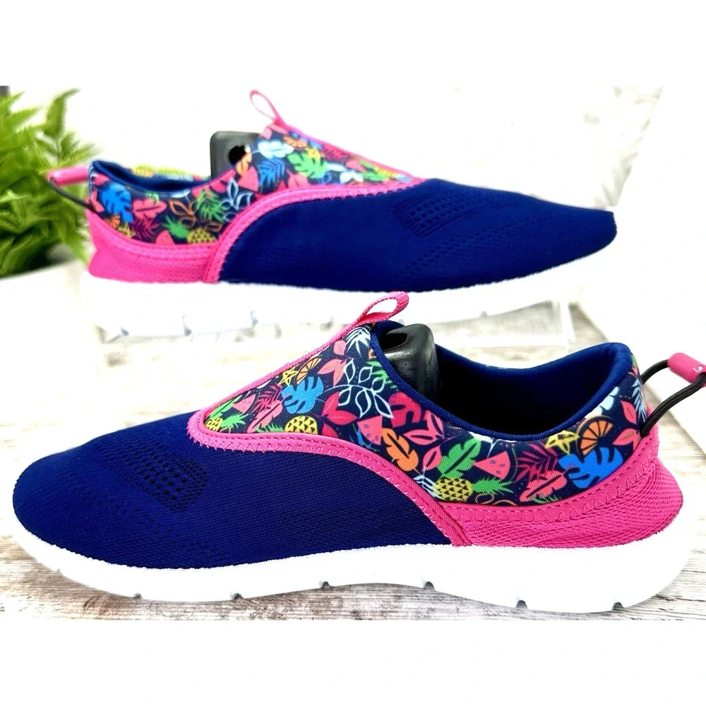 Speedo Aqua Skimmer Water Shoes Junior Girls' Sz Large 4-5‎ Purple Floral